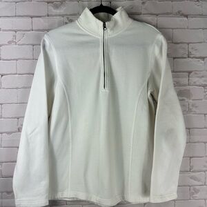 Eddie Bauer Vintage 90s Women’s Long Sleeve White Quarter Zip Pullover | M